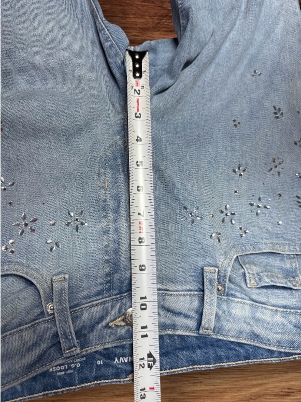 Old Navy High-Waisted O.G. Loose Rhinestone-Embellished Jeans in a light wash - Picture 4 of 9